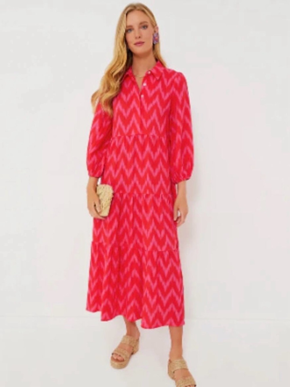 Pomander Place (Tuckernuck) Hot Pink Ikat Mable Maxi Dress. Size XXXL.